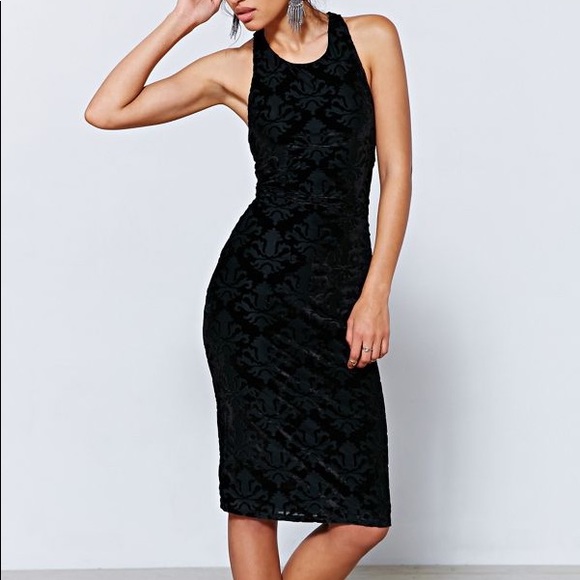 Black Velvet Midi Dress - Picture 1 of 5